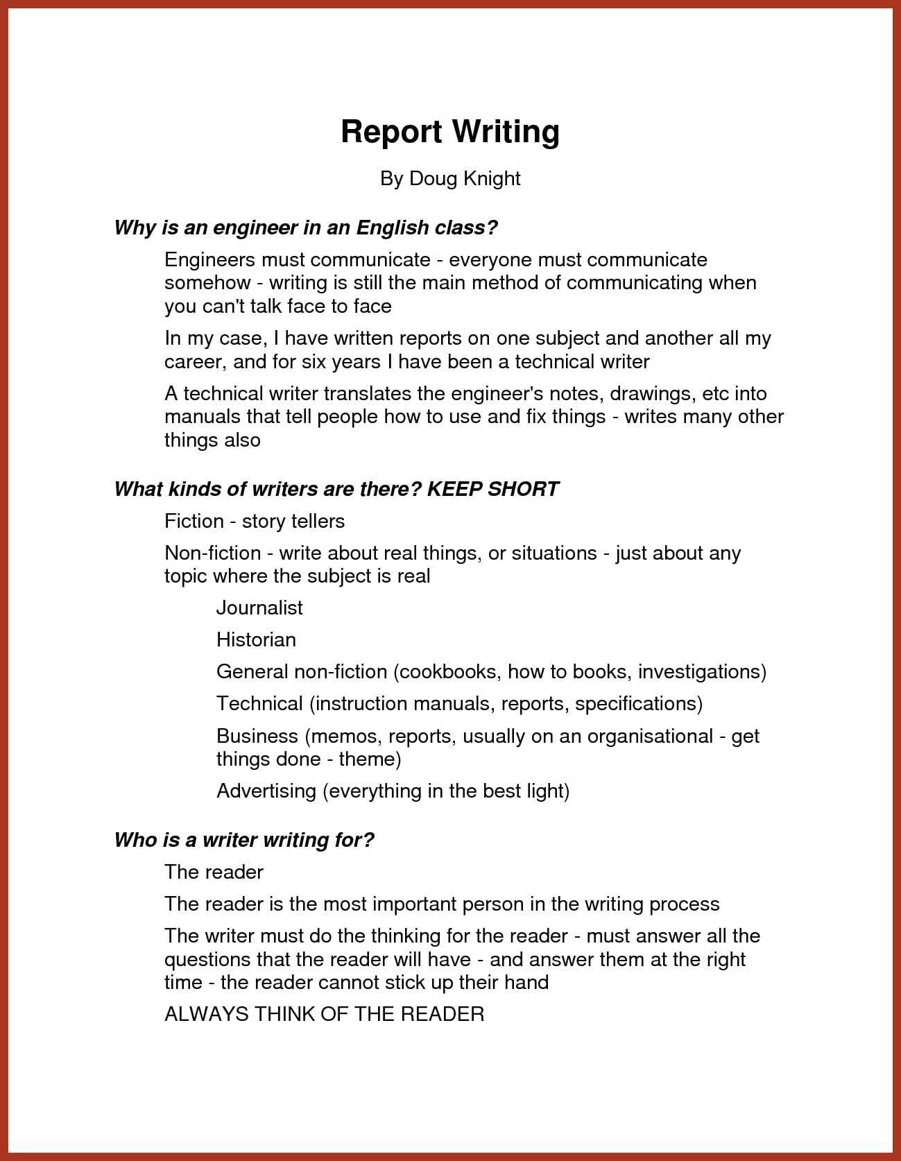 Academic Report Writing Sample – Writing An Academic Report With How To Write A Work Report Template