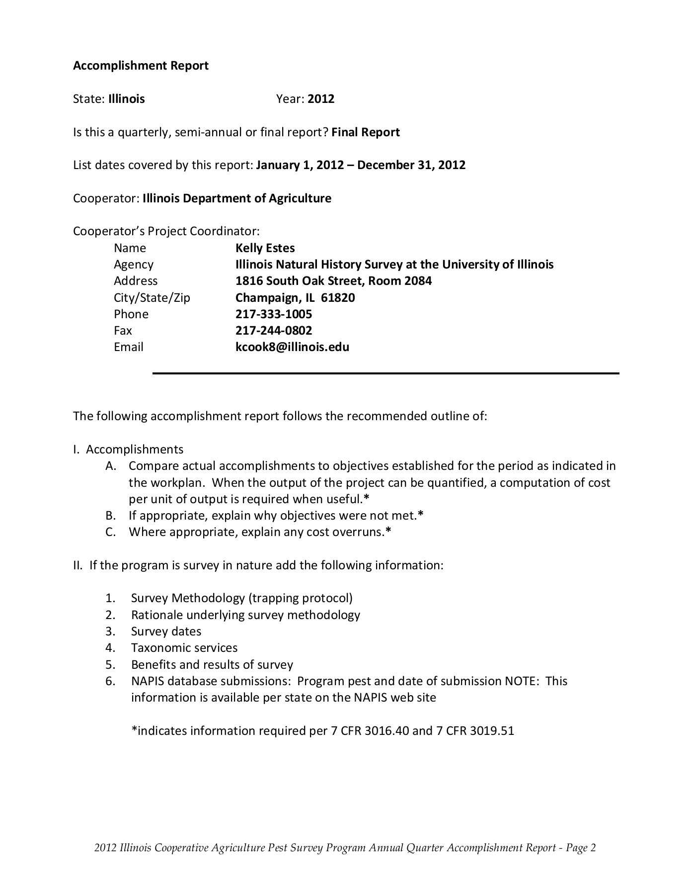 Accomplishment Report Format – Illinois Natural History Survy Intended For Weekly Accomplishment Report Template