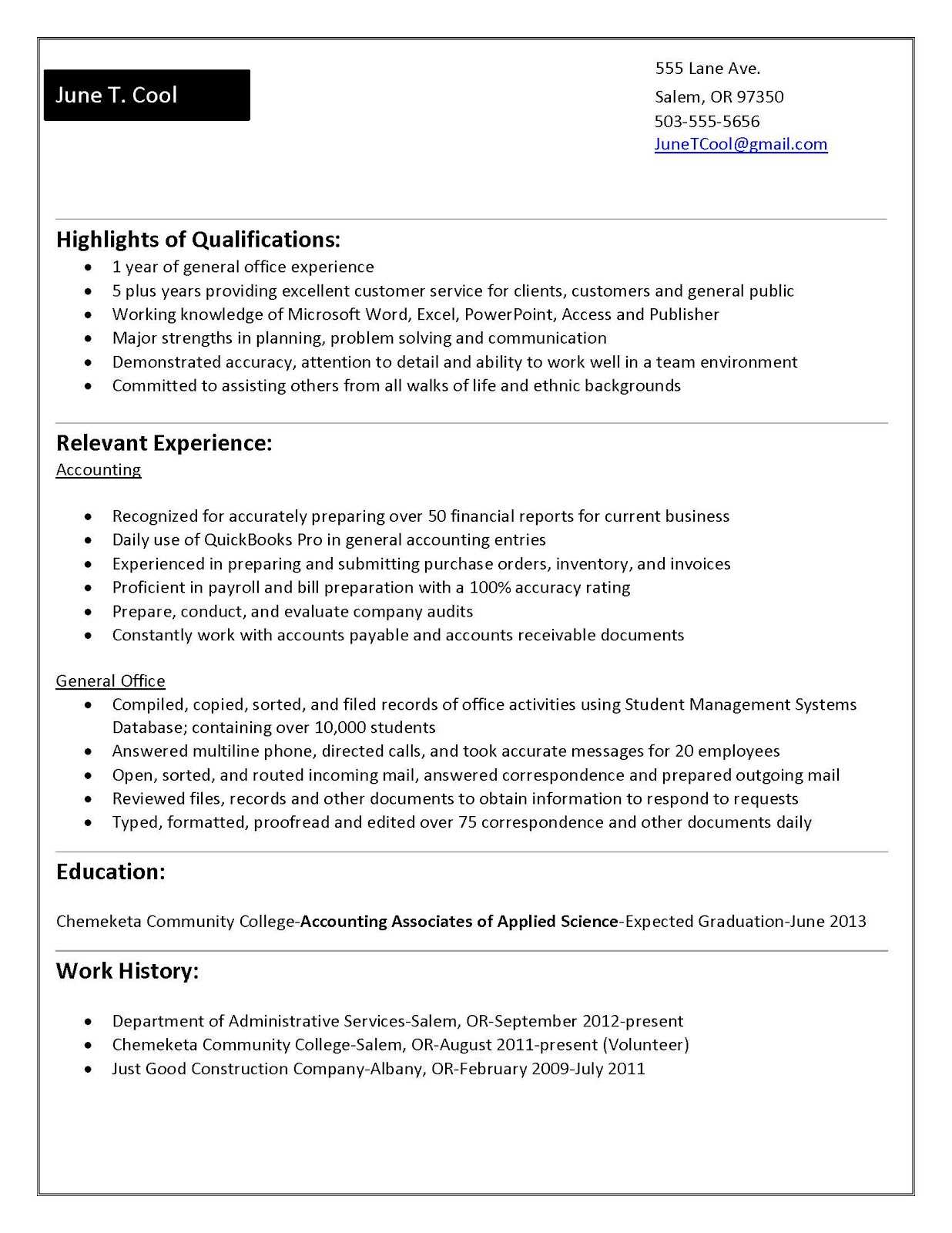 Accounting Functional Resume: College Student Resume For College Student Resume Template Microsoft Word