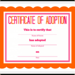 Adoption Certificate Template – Certificate Templates In Blank Adoption Certificate Template