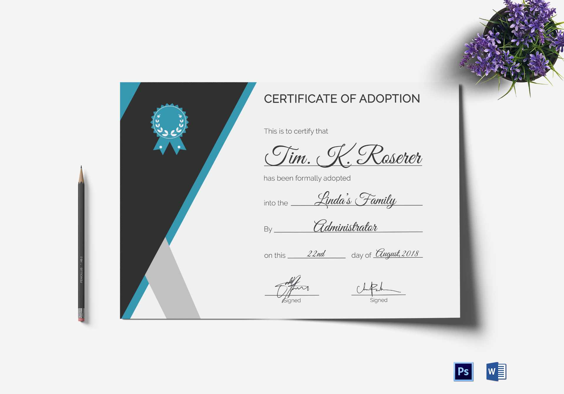 Adoption Certificate Template With Blank Adoption Certificate Template