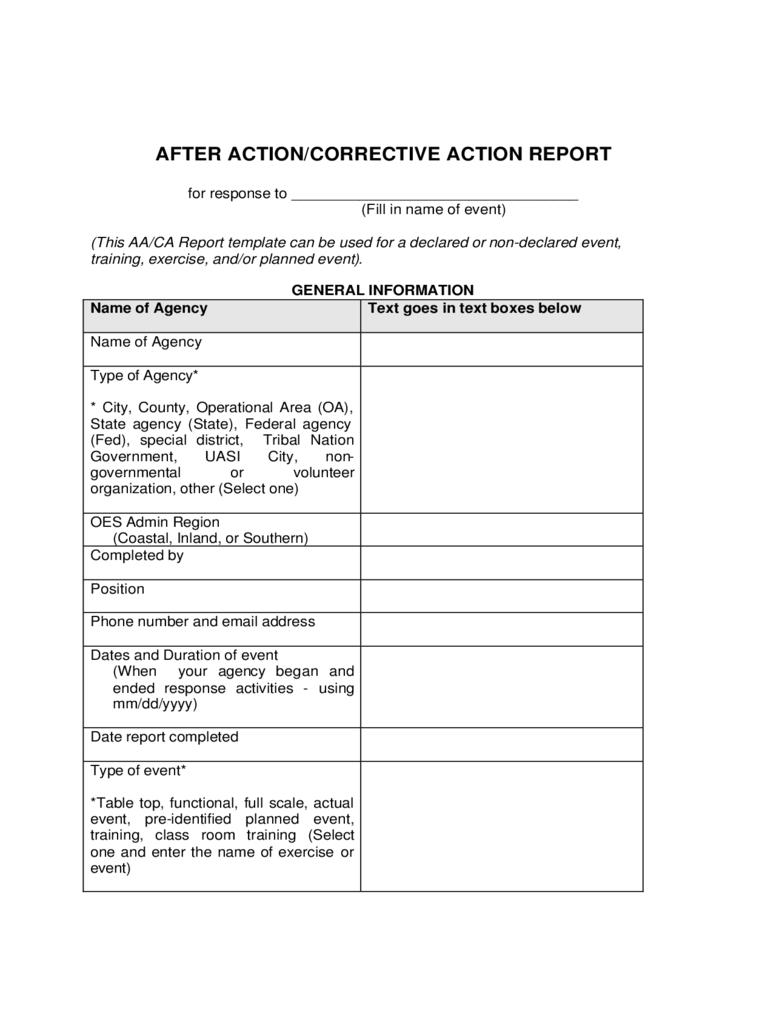 After Action Report Template – 6 Free Templates In Pdf, Word With After Training Report Template