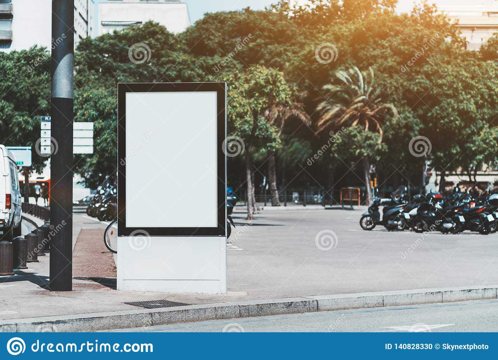 An Empty Poster Mockup Outdoors Stock Photo – Image Of In Street Banner Template