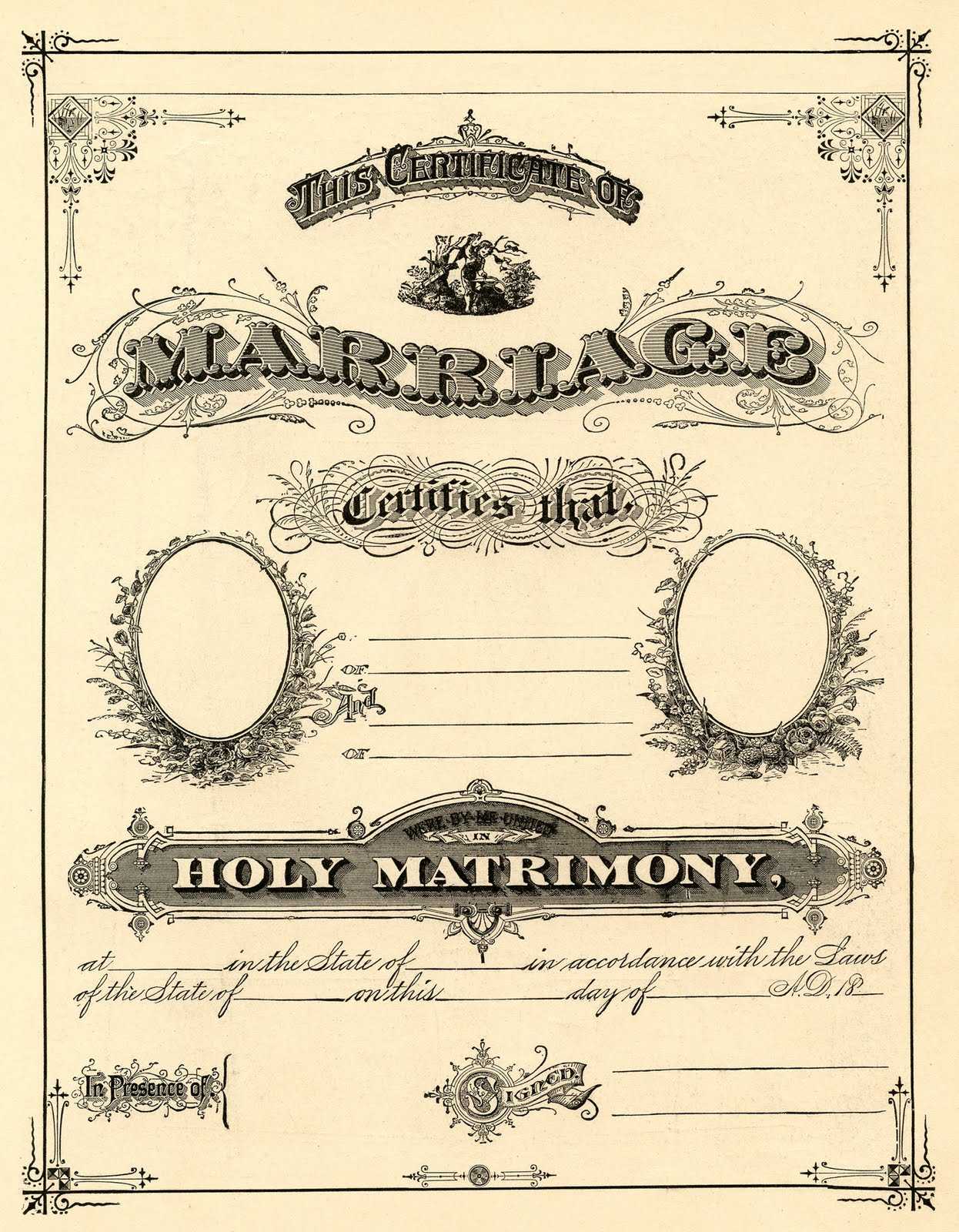Antique Ephemera Clip Art – Printable Marriage Certificate Regarding Blank Marriage Certificate Template