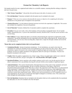 Ap Chemistry Lab Report Format intended for Chemistry Lab Report Template