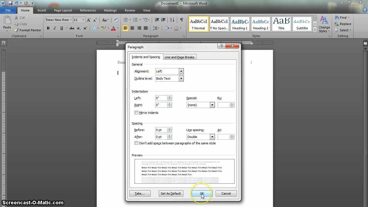 Apa Format Setup In Word 2010 Updated In Apa Template For Word 2010