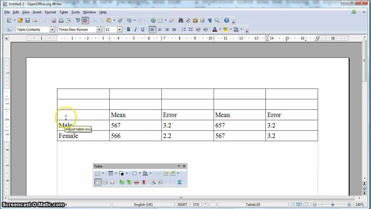 Apa Formatted Table In Open Office Pertaining To Apa Table Template Word
