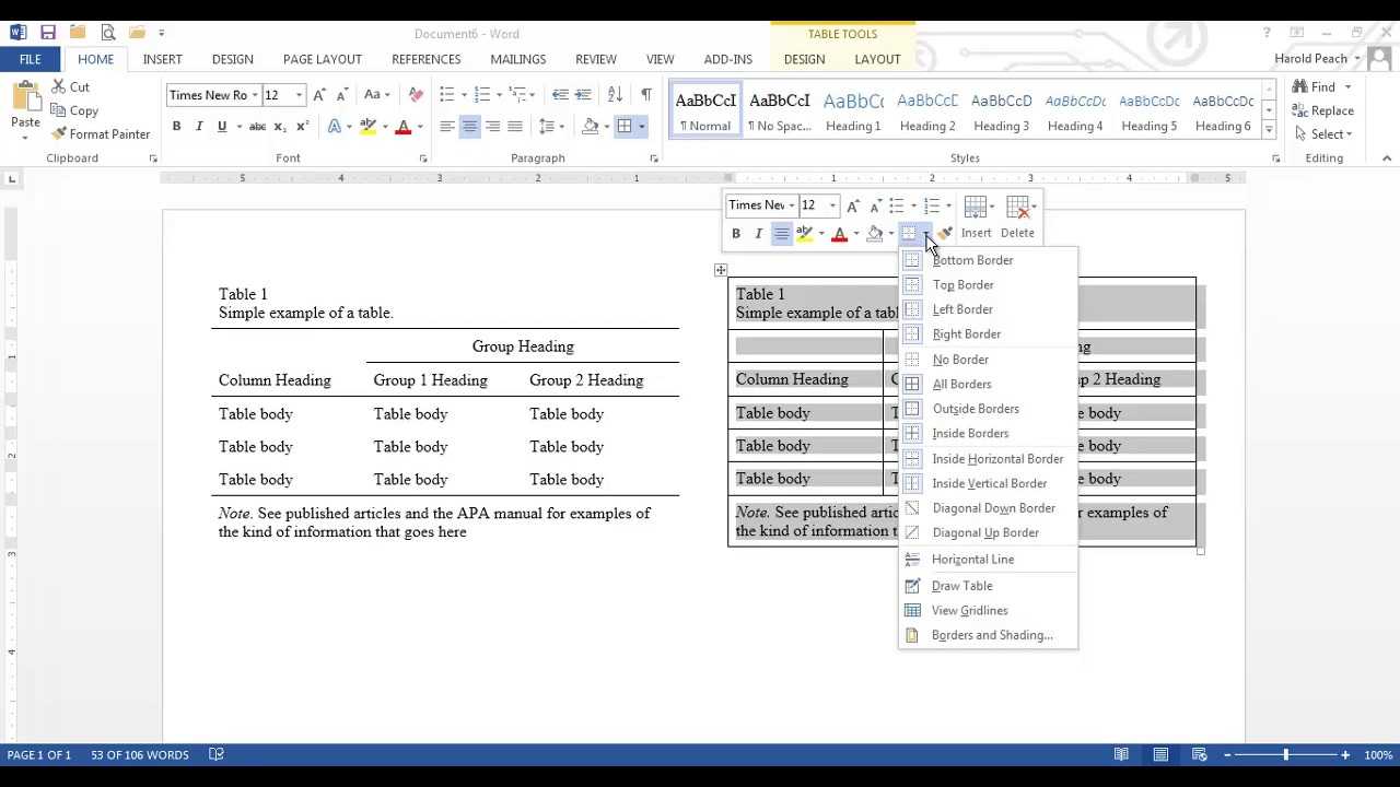 Apa Tables In Word With Apa Table Template Word