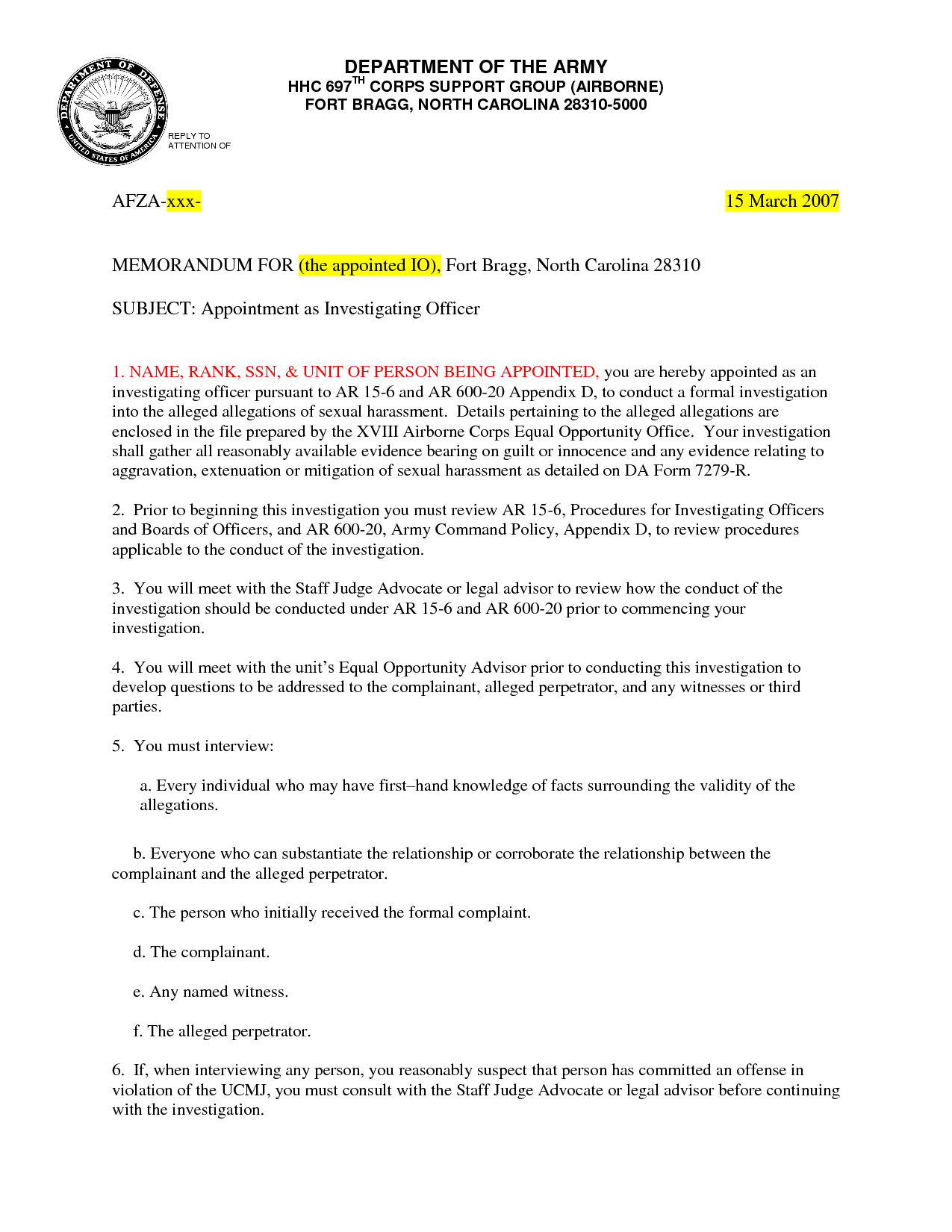 Army Memo Example Template | Free Cover Letter Templates Within Army Memorandum Template Word