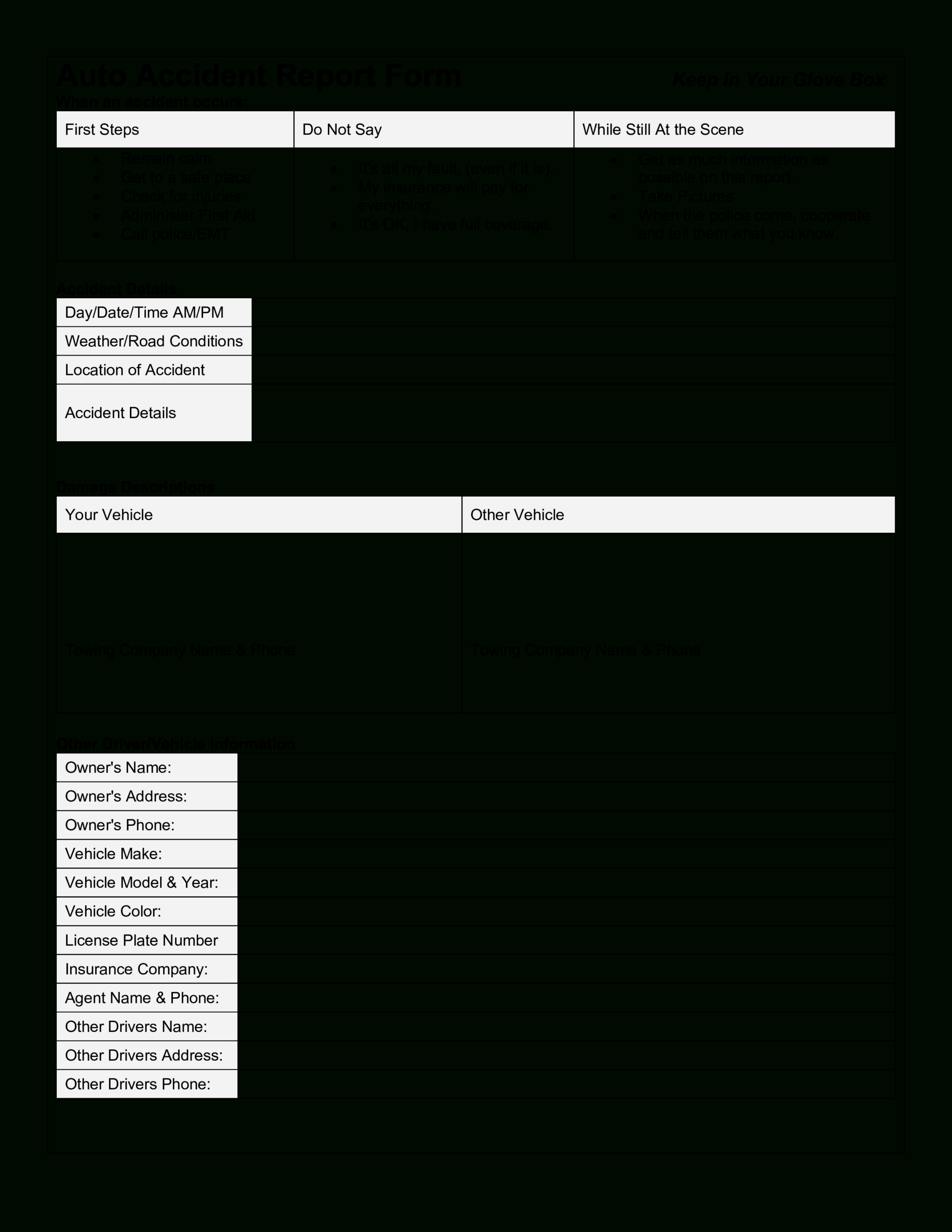 Auto Incident Report – Tomope.zaribanks.co With Motor Vehicle Accident Report Form Template