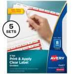 Avery 8 Tab Print & Apply Clear Label Dividers, 5 Sets (11437) – Walmart For 8 Tab Divider Template Word