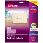 Avery Address Labels, Sure Feed, 1" X 2 5/8", 300 Clear Labels (18660) –  Walmart In Labels 8 Per Sheet Template Word