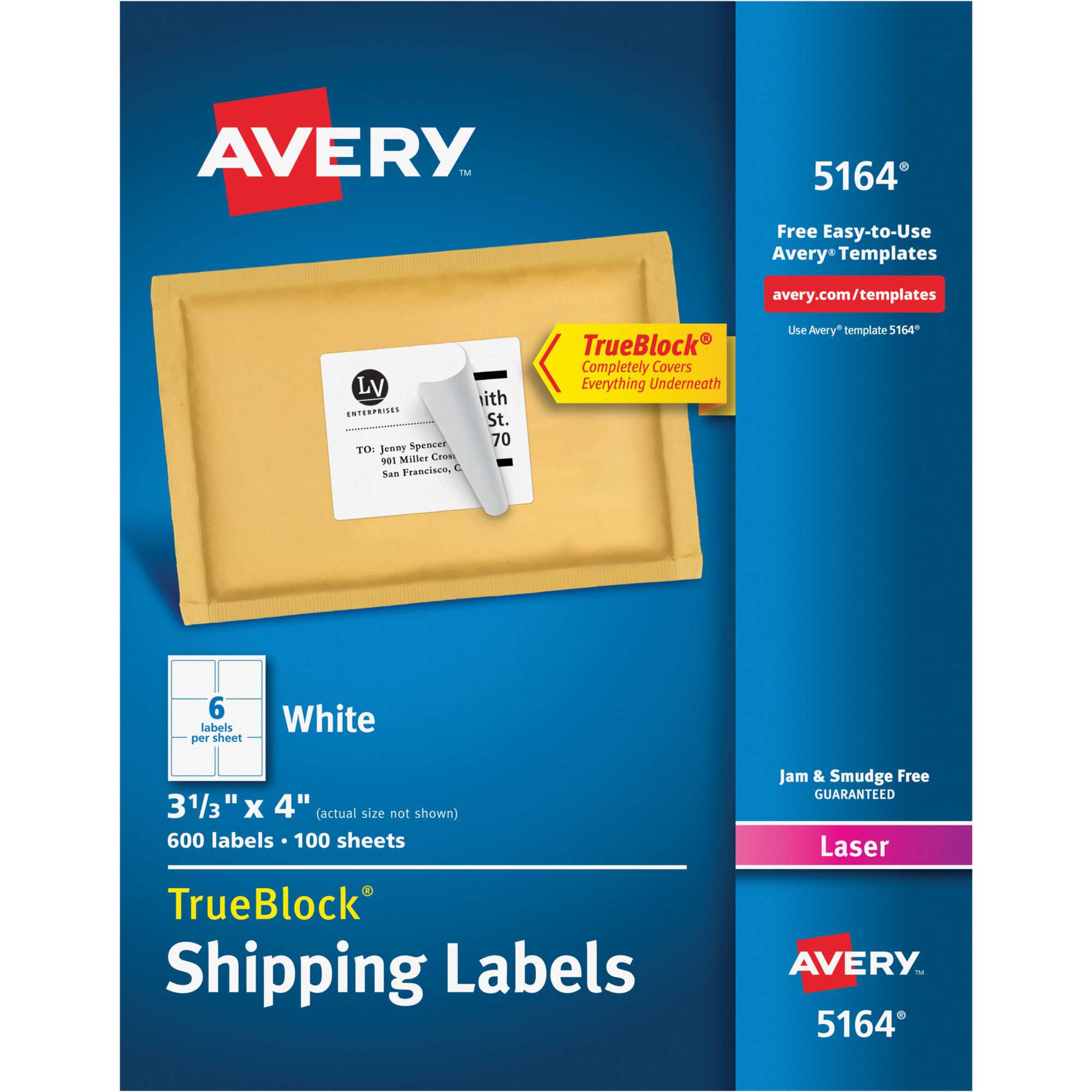 Avery® Trueblock Shipping Labels – Sure Feed – Permanent Adhesive – 3  21/64" Width X 4" Length – 3 21/64" Diameter – Rectangle – Laser, Inkjet –  White Pertaining To Label Template 21 Per Sheet Word
