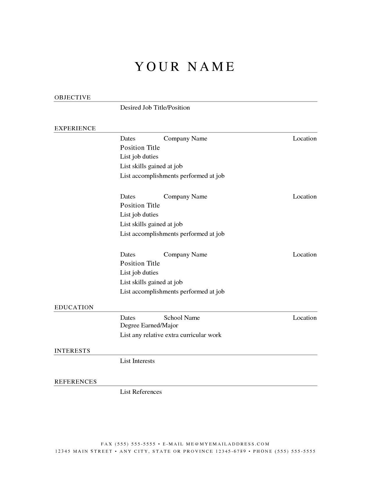 Awesome Free Basic Resume Templates Microsoft Word – Superkepo Pertaining To Free Printable Resume Templates Microsoft Word