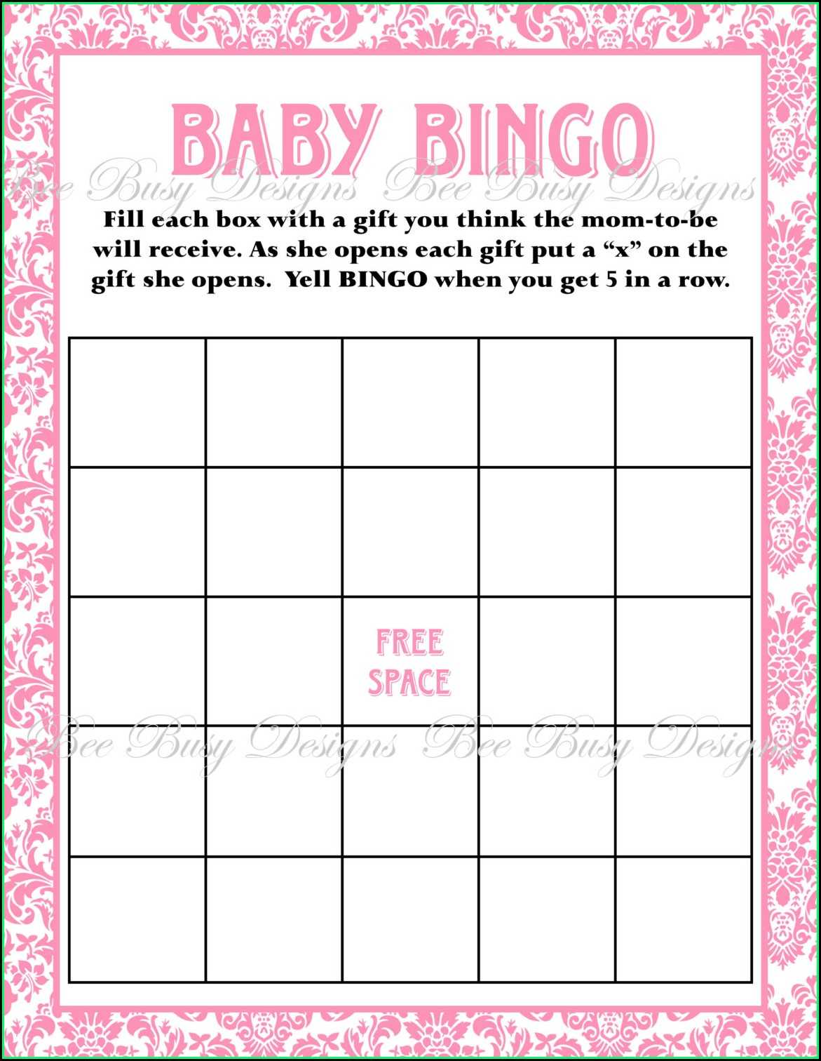 Baby Shower Bingo Template Download – Template 1 : Resume In Blank Bridal Shower Bingo Template