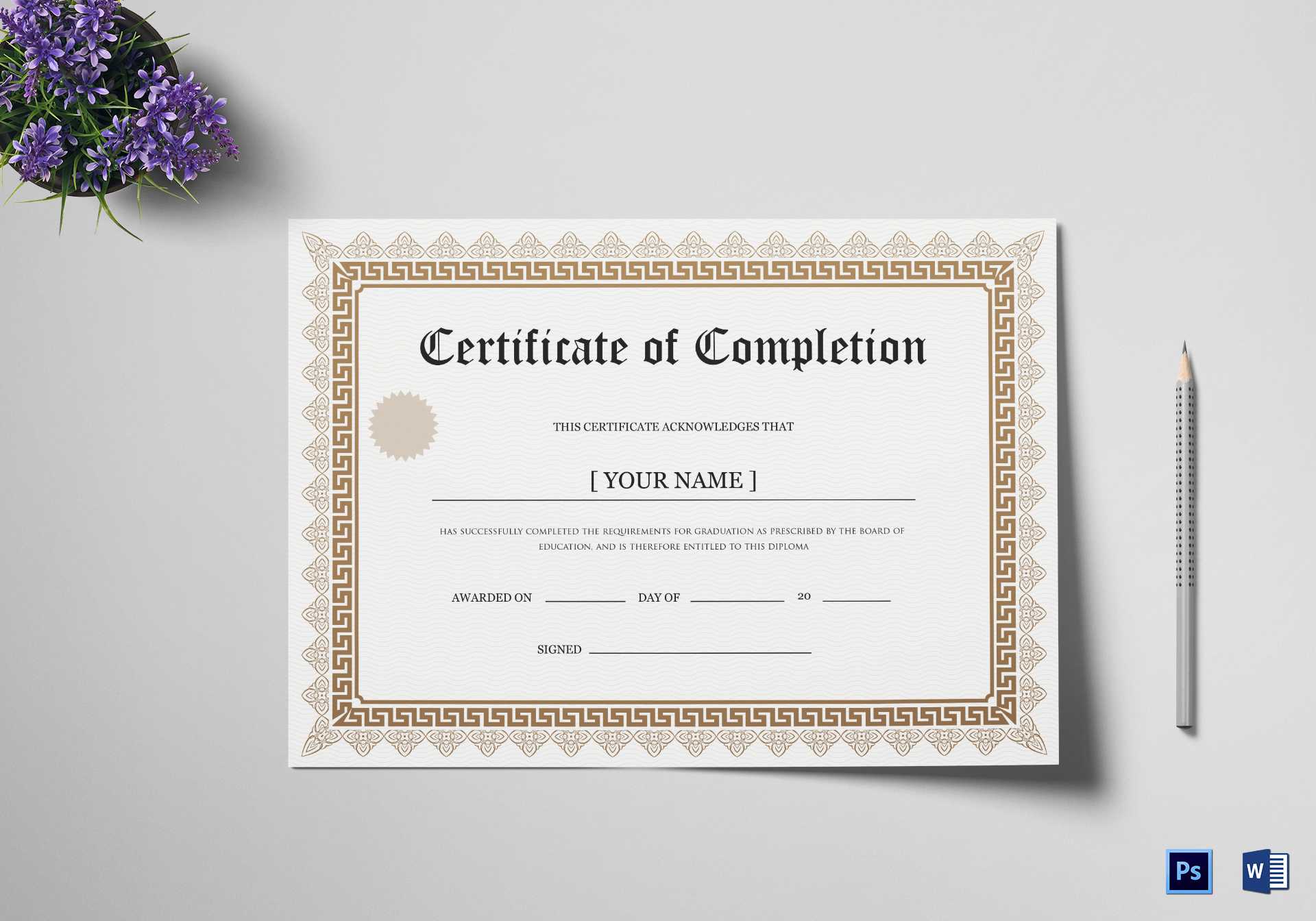 Bachelor Degree Completion Certificate Template With Graduation Certificate Template Word