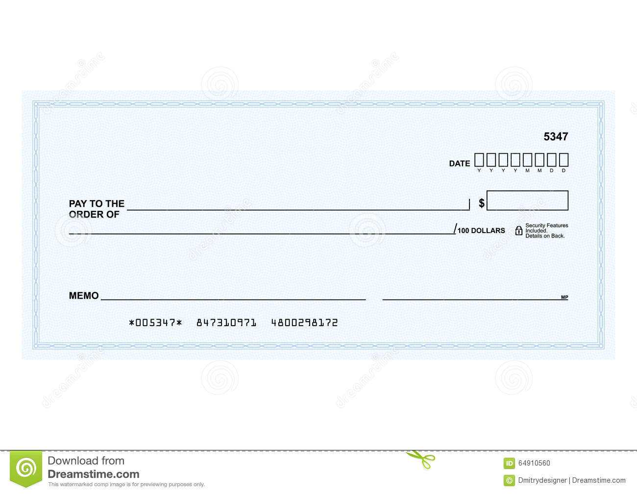 Bank Check Stock Vector. Illustration Of Cheque, Blank Regarding Blank Cheque Template Uk