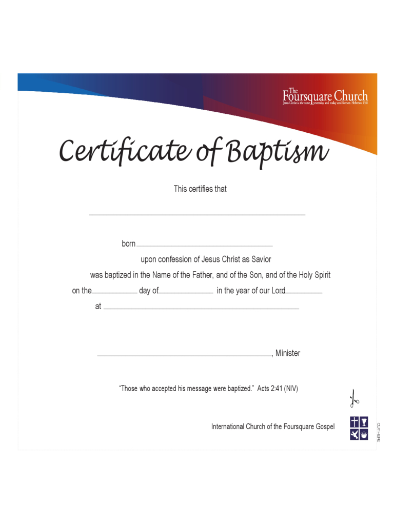 Baptism Certificate – 4 Free Templates In Pdf, Word, Excel Inside Baptism Certificate Template Word