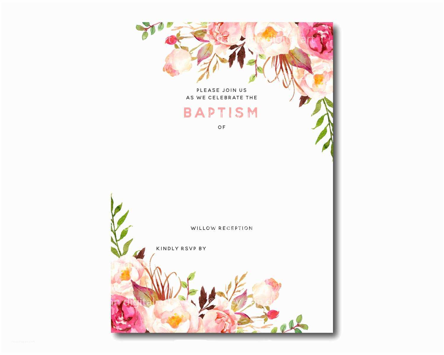 Baptism Invitation Template Free Printable Baptism Floral Regarding Blank Christening Invitation Templates