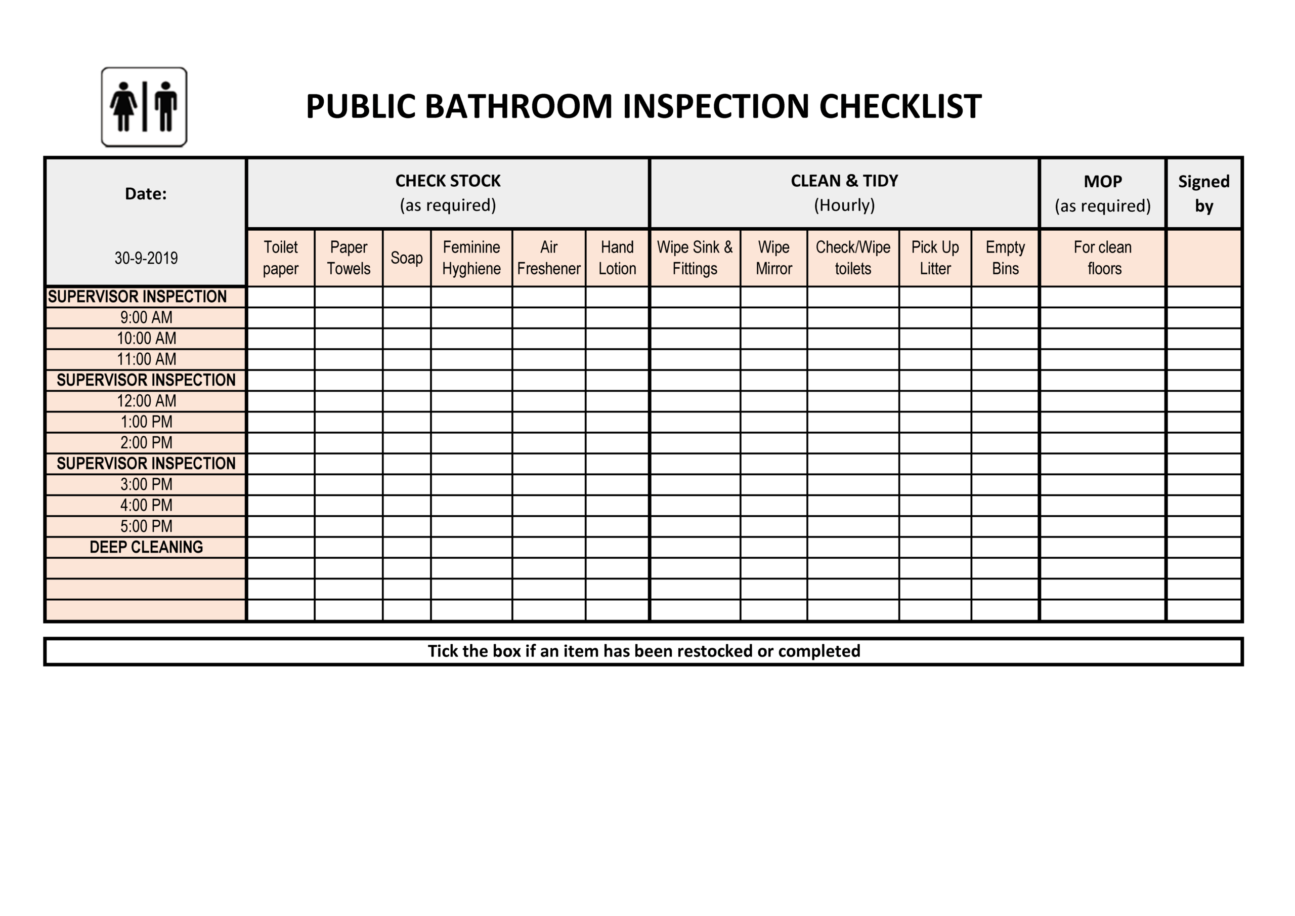 Bathroom Cleaning Checklist | Templates At Regarding Cleaning Report Template