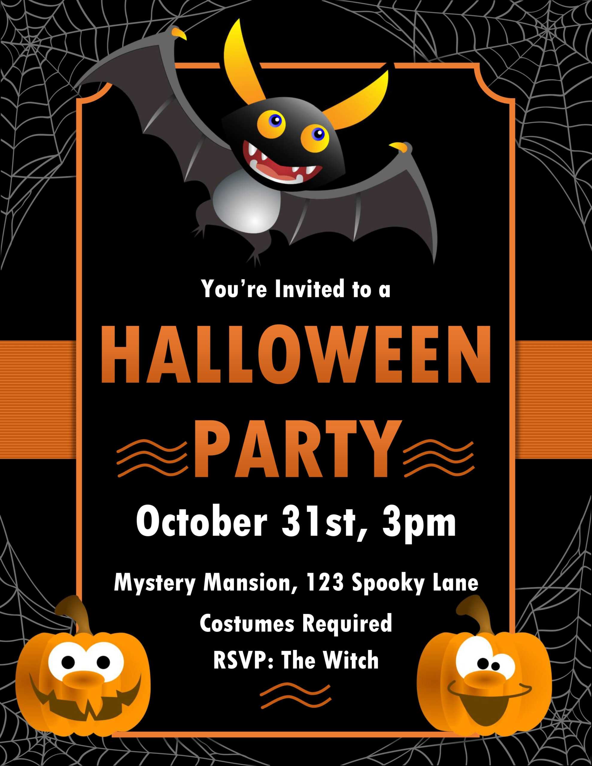 Batty Halloween Invitation In Free Halloween Templates For Word