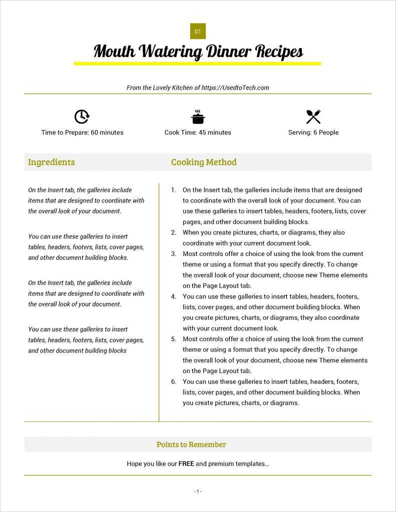 Best Looking Full Page Recipe Card In Microsoft Word – Used Pertaining To Full Page Recipe Template For Word