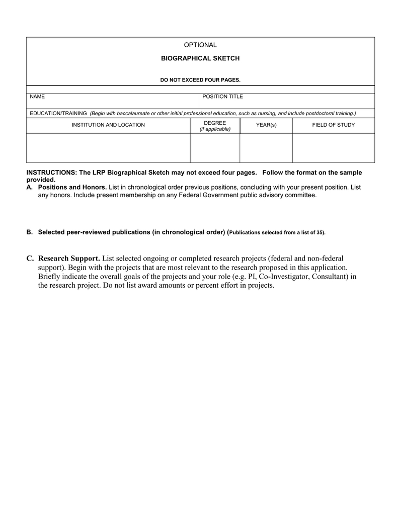 Biographical Sketch With Regard To Nih Biosketch Template Word
