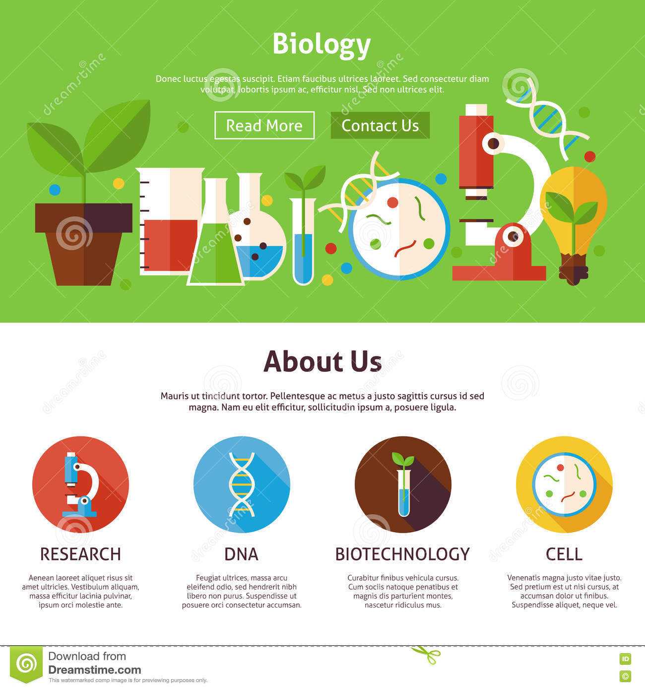 Biology Science Flat Web Design Template Stock Vector Intended For Science Fair Banner Template
