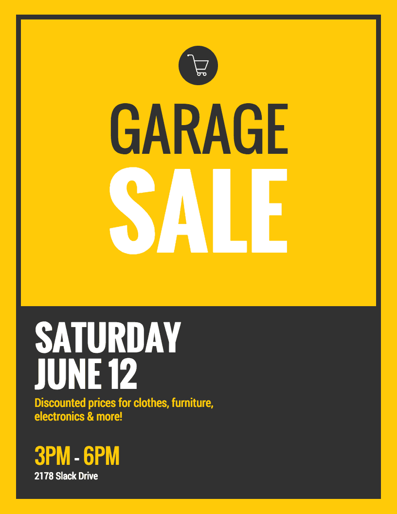 Black & Yellow Flat Event Poster Idea – Venngage Poster Examples In Garage Sale Flyer Template Word