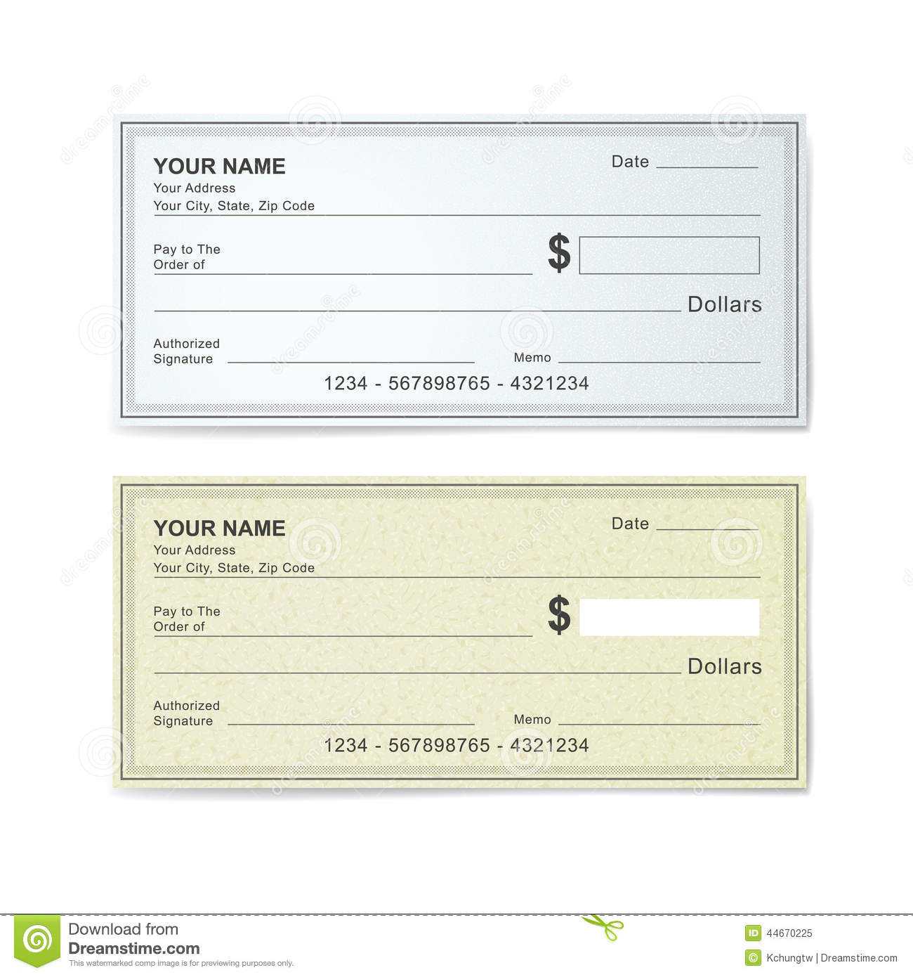 Blank Bank Check Template Stock Vector. Illustration Of In Blank Business Check Template