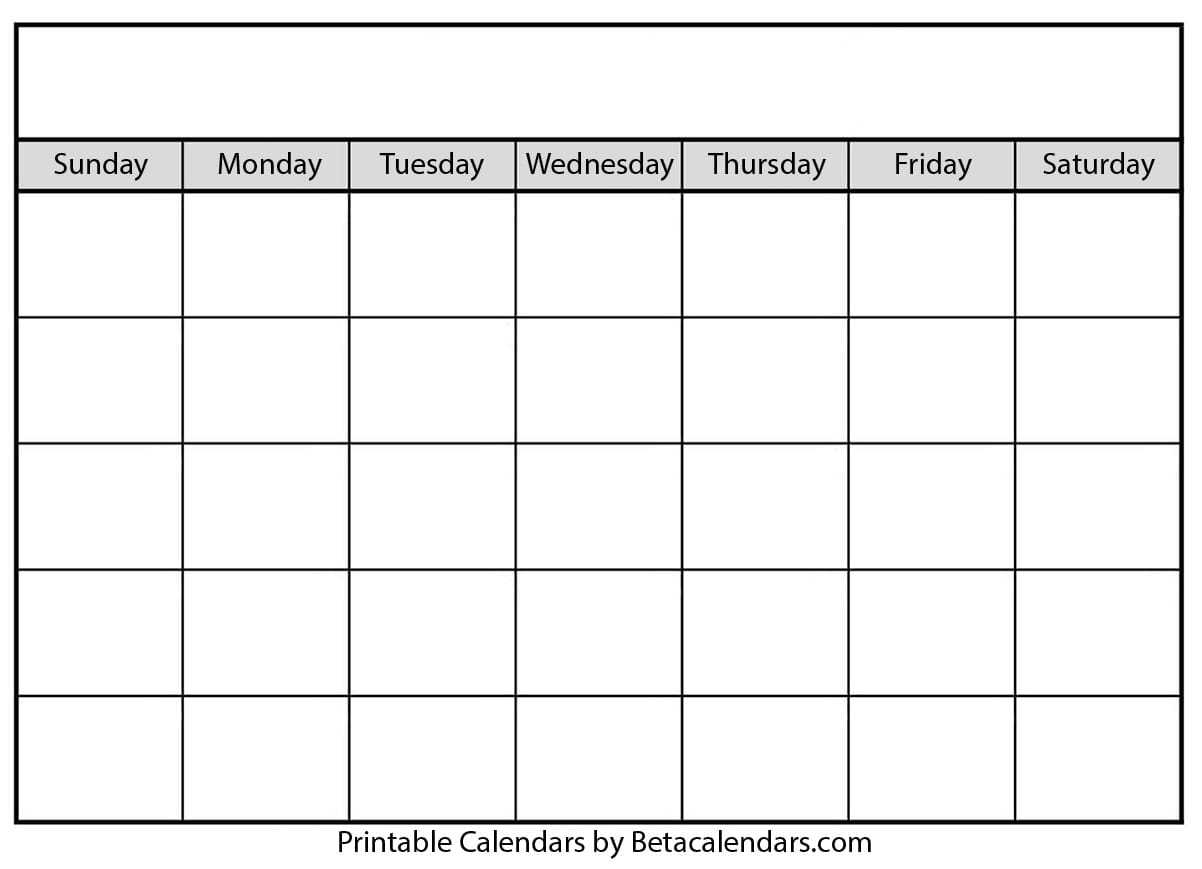 Blank Calendar – Beta Calendars Throughout Blank Calender Template