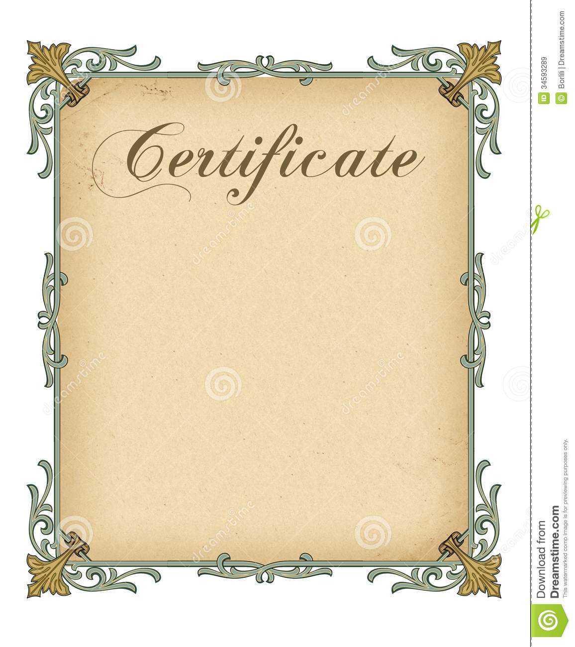 Blank Certificate Template Stock Illustration. Illustration Inside Blank Certificate Templates Free Download