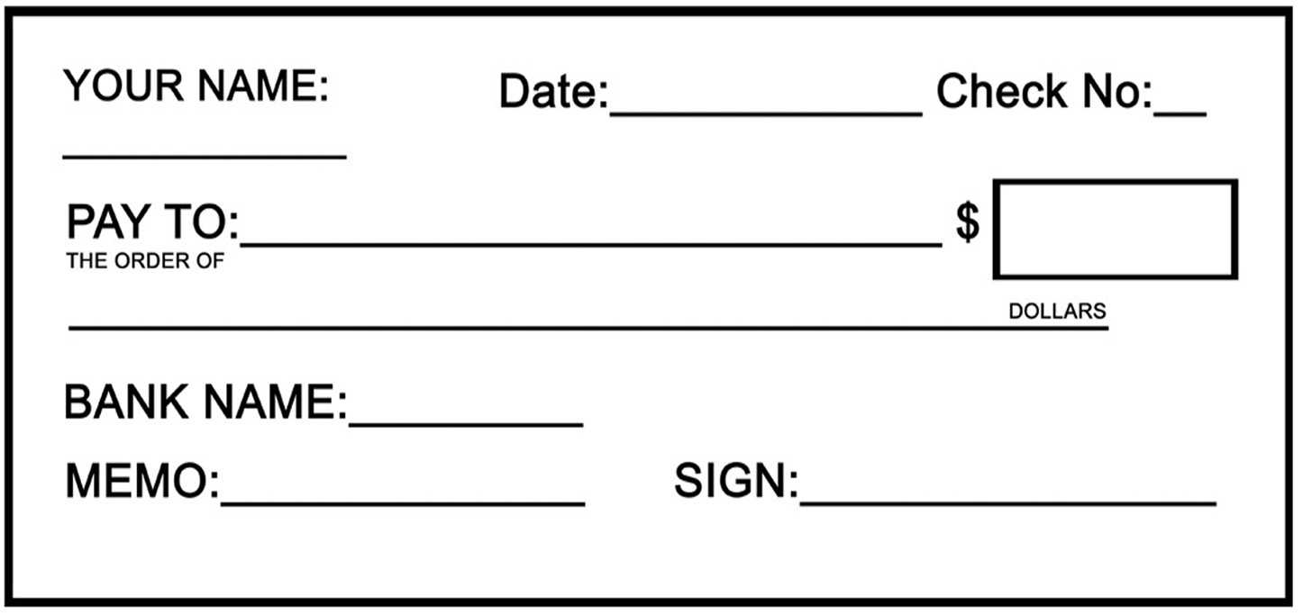 Blank Check Clipart For Large Blank Cheque Template
