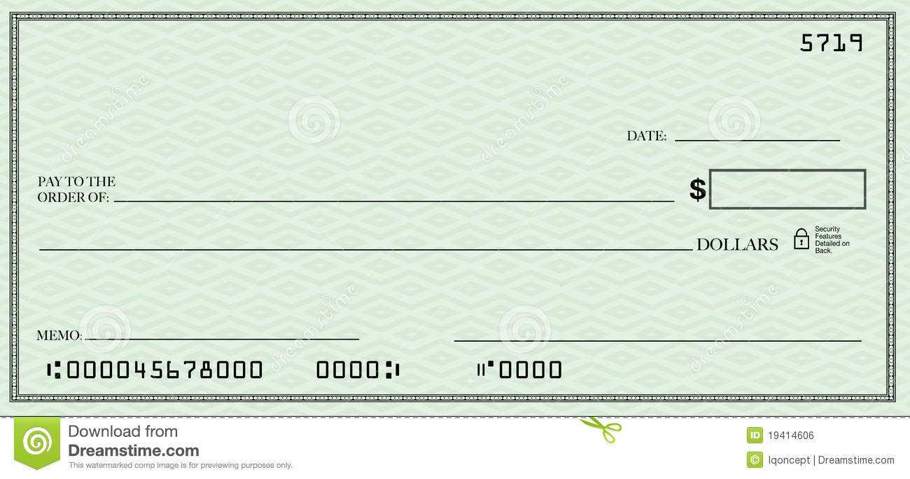 Blank Check With Open Space For Your Text Stock Illustration Pertaining To Large Blank Cheque Template
