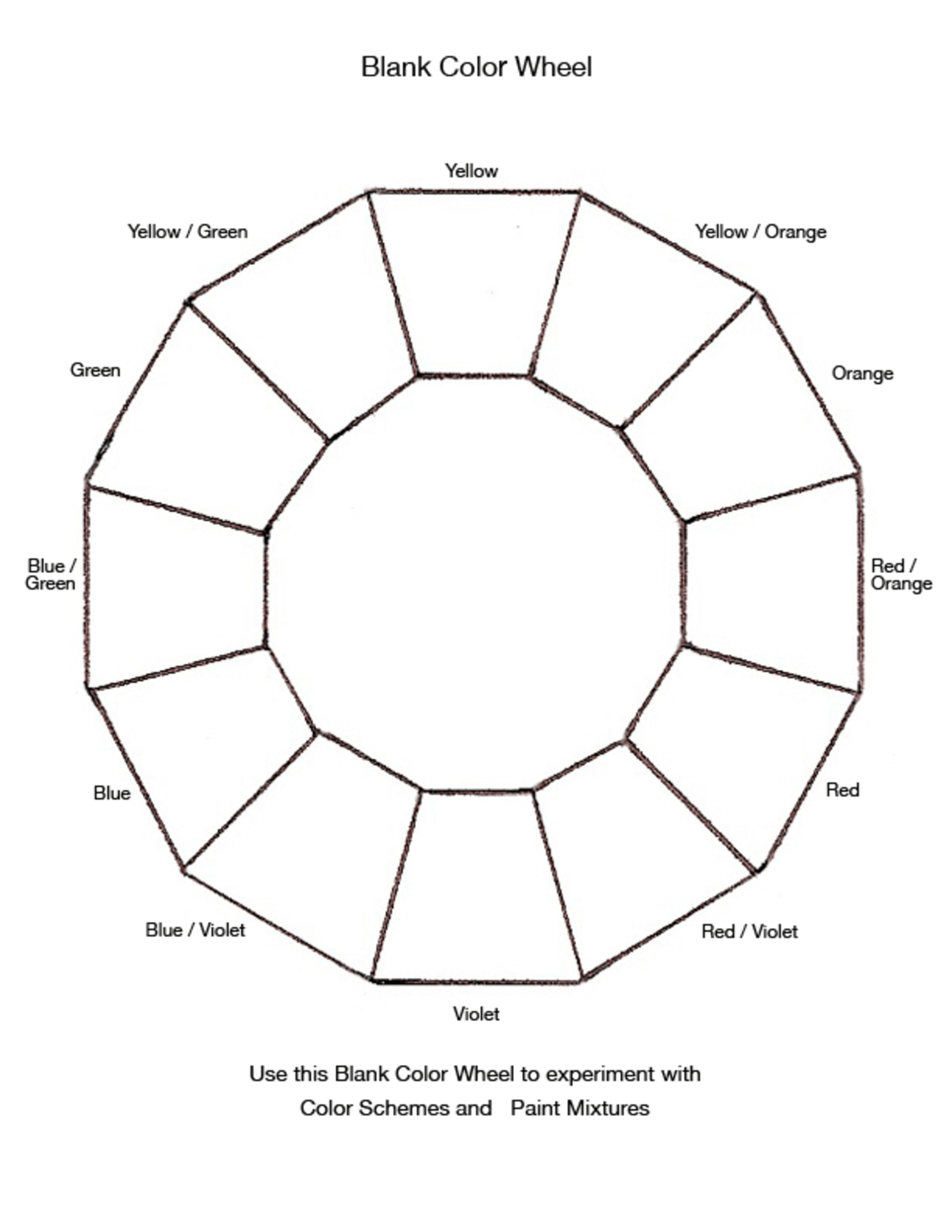 Blank Color Wheel Chart | Templates At Allbusinesstemplates Within Wheel Of Life Template Blank