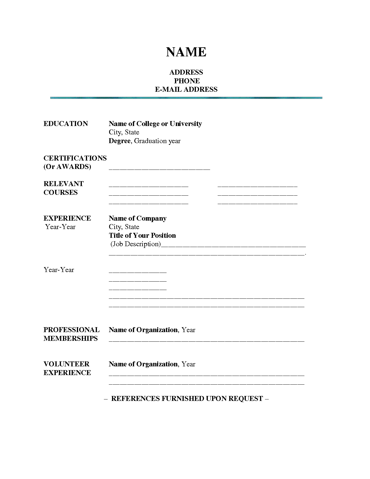 Blank Form Of Resume – Oflu.bntl In Free Blank Cv Template Download