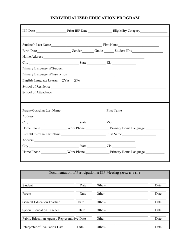 Blank Iep Form Regarding Blank Iep Template