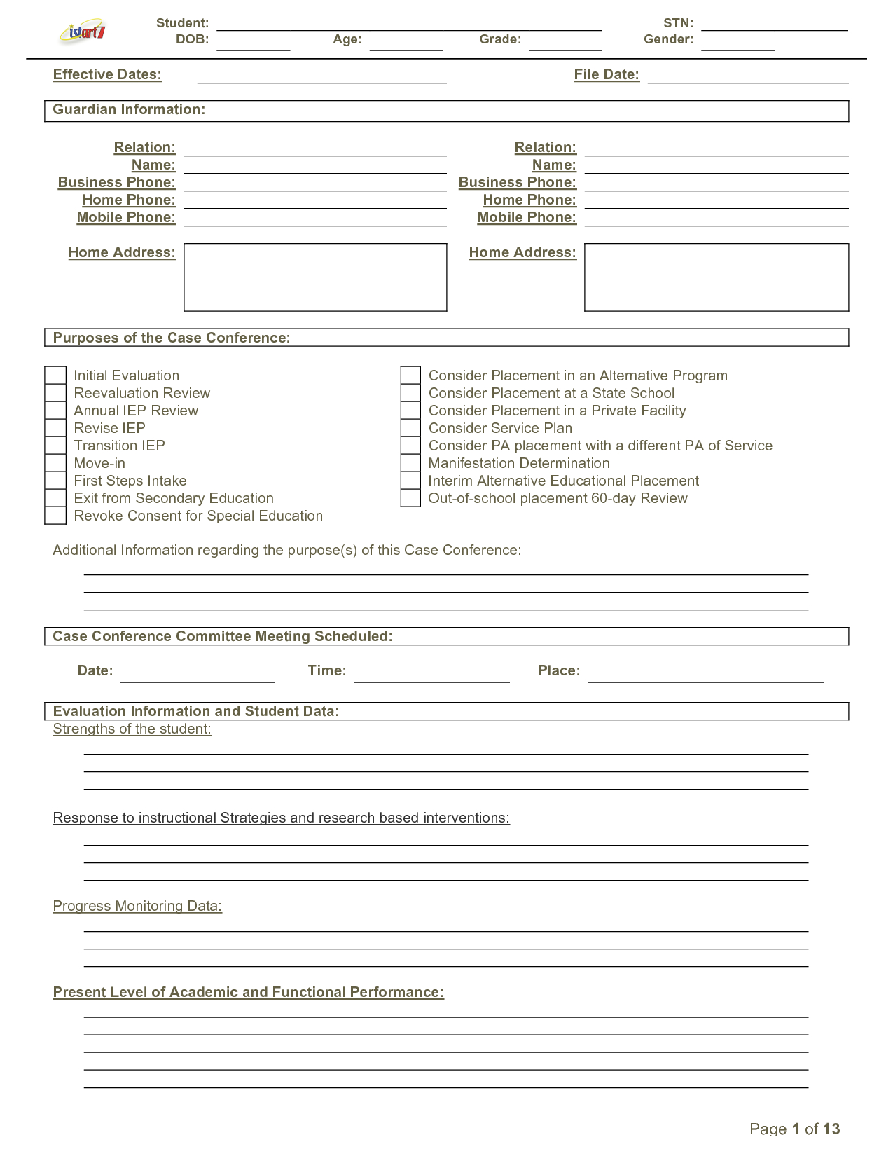 Blank Iep Form Template – Template Regarding Blank Iep Template