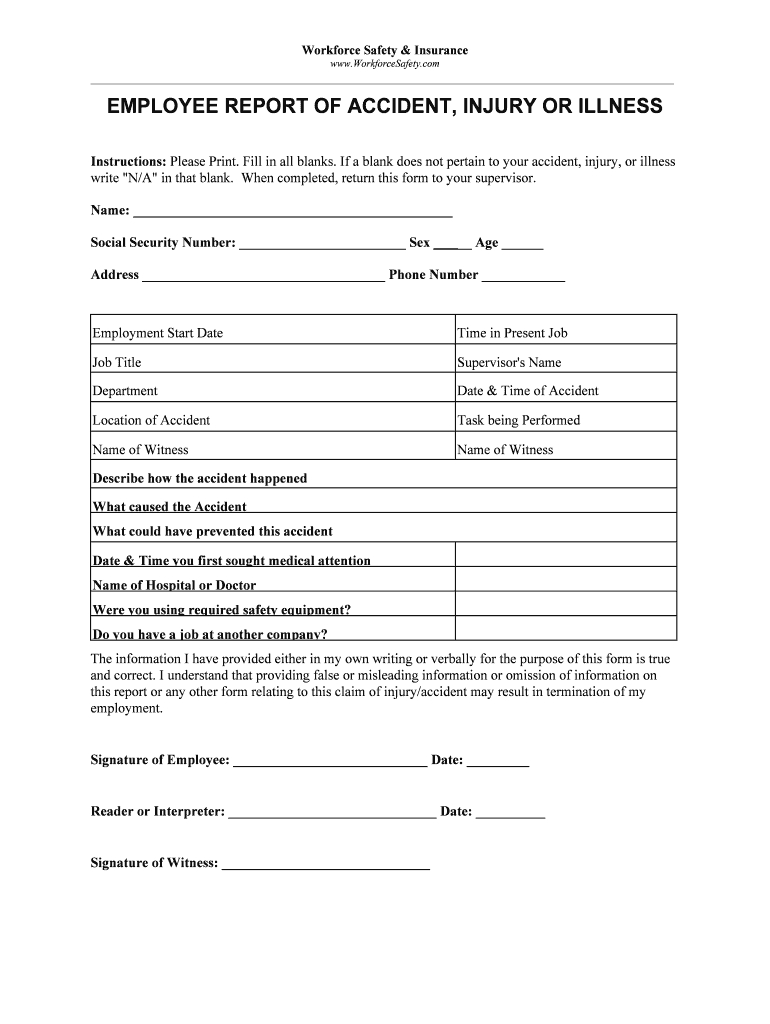 Blank Incident And Injury Report Pdf – Fill Online Within Incident Report Form Template Doc
