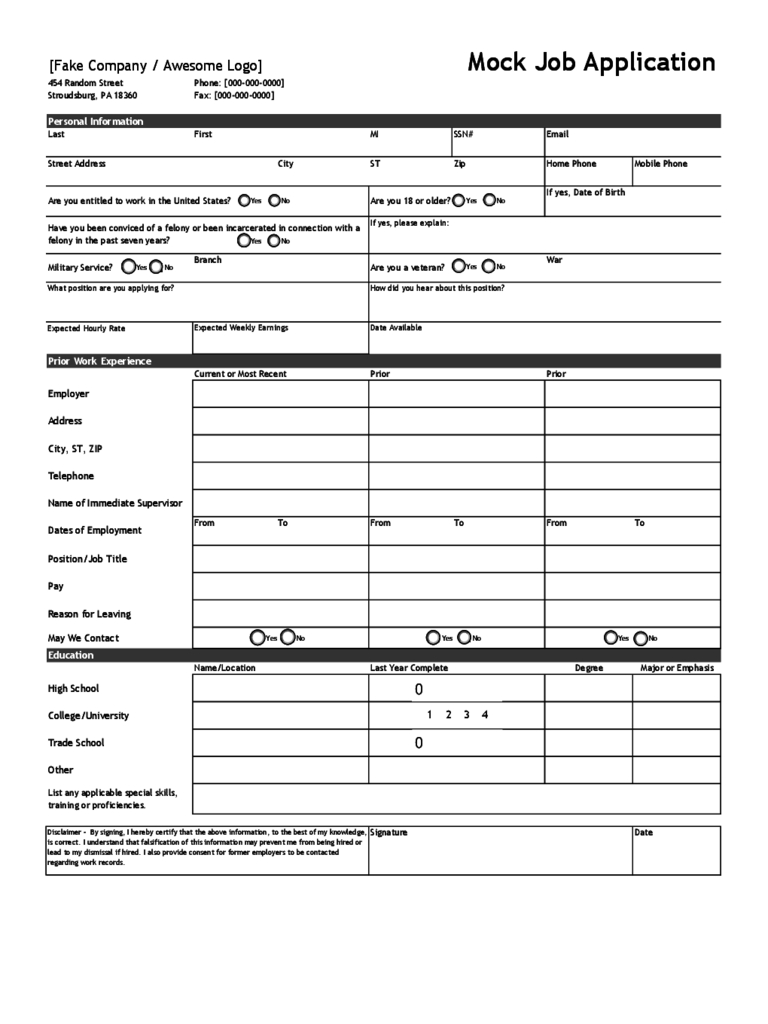 Blank Job Application Form – 5 Free Templates In Pdf, Word Within Blank Sheet Music Template For Word