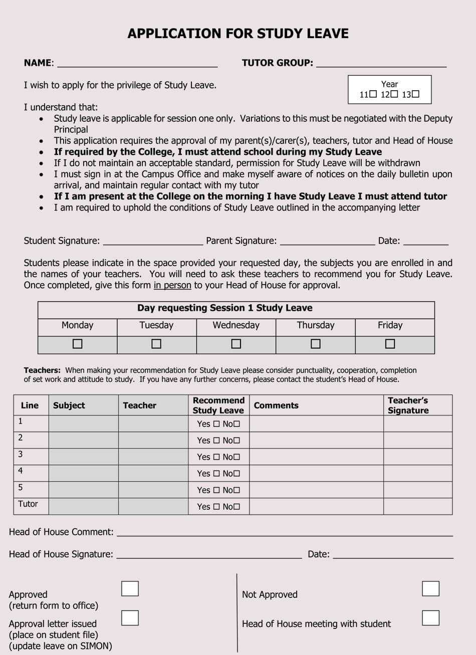 Blank Leave Application Form Templates (8+ Pdf Samples) For School Registration Form Template Word