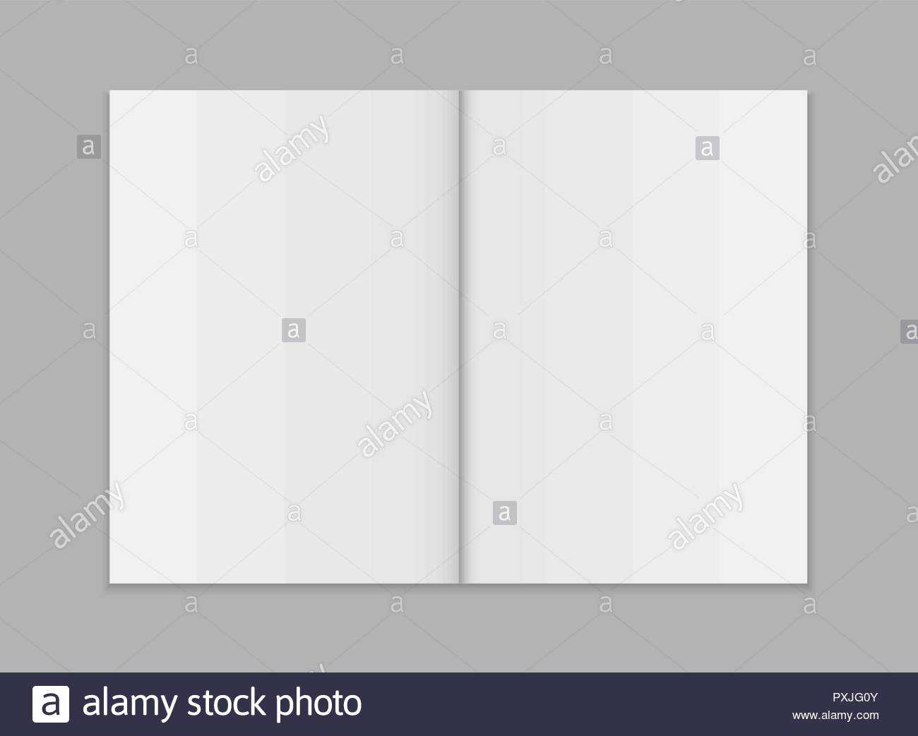 Blank Open Magazine Template. Brochure Mockup Cover Stock For Blank Magazine Spread Template