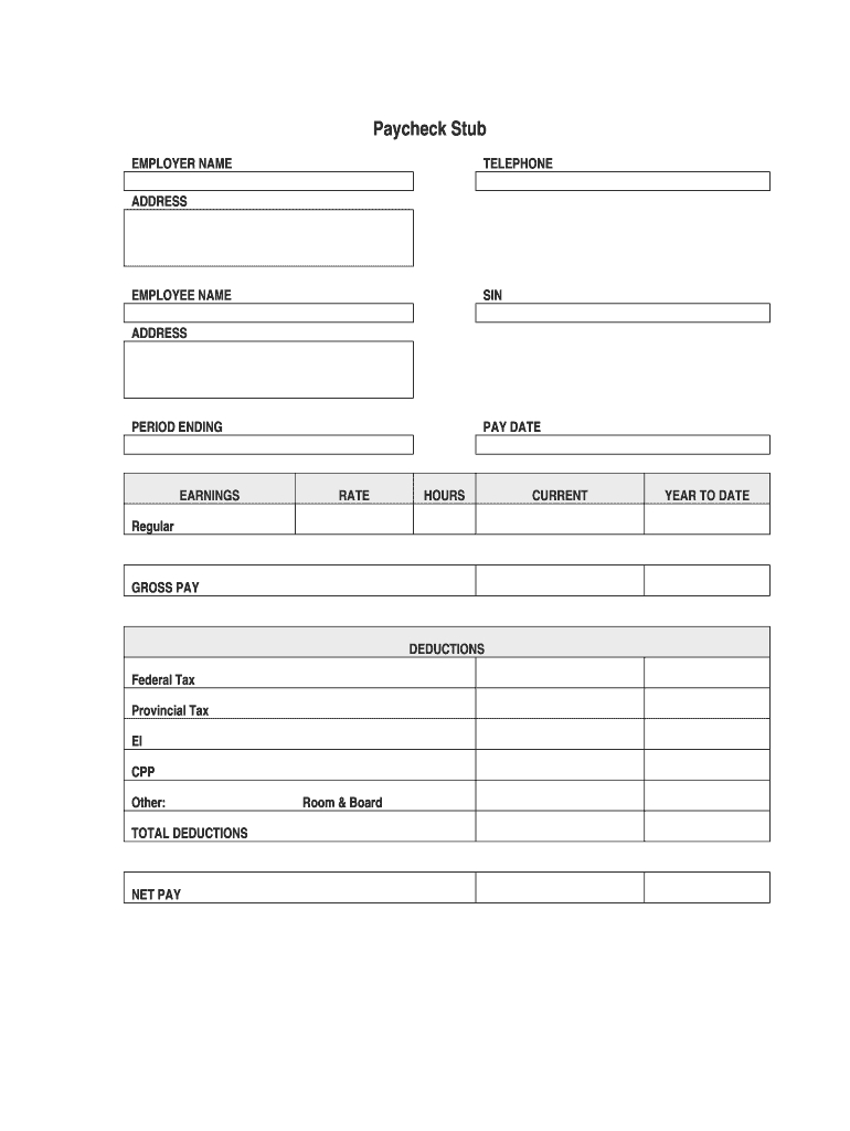 Blank Pay Stub – Fill Online, Printable, Fillable, Blank With Regard To Free Pay Stub Template Word