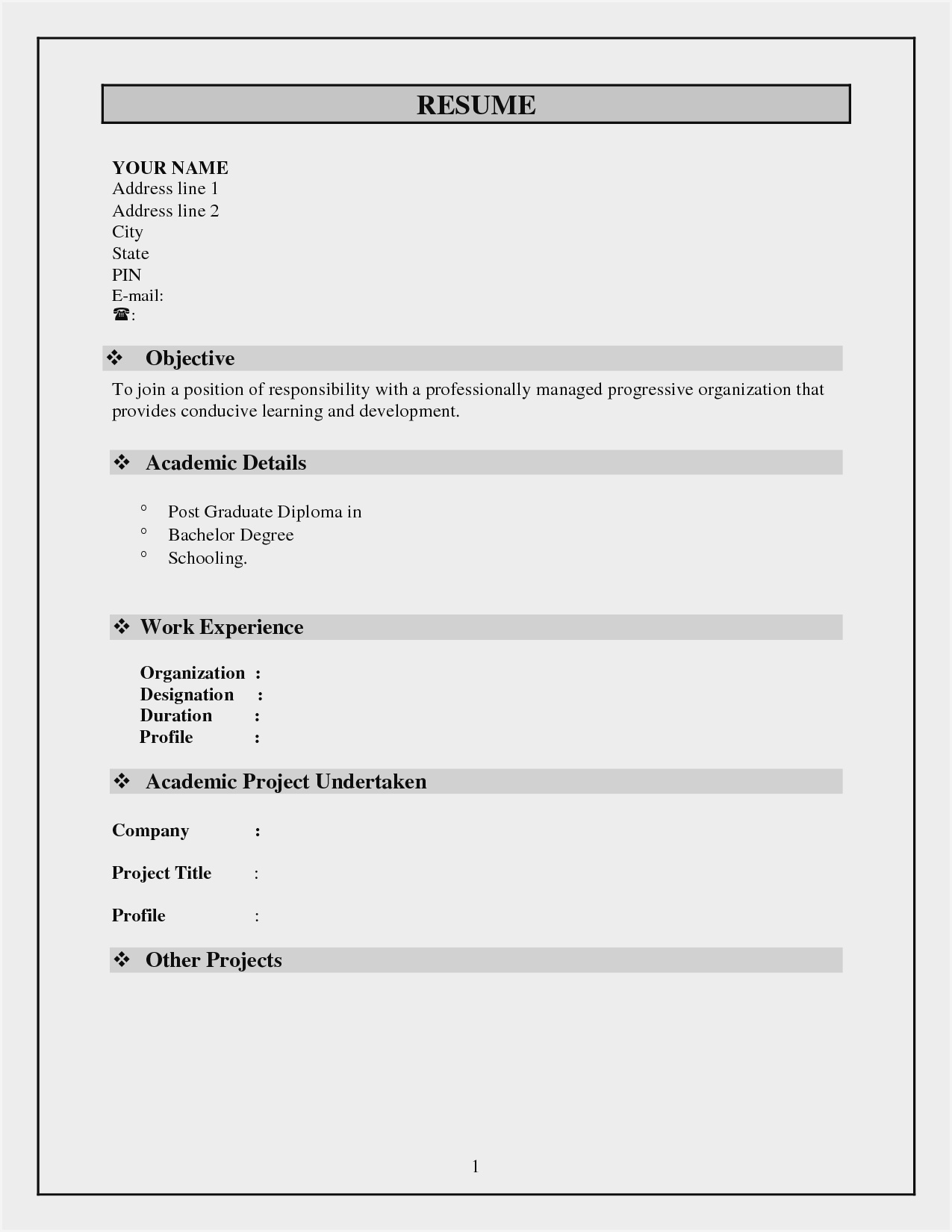Blank Resume Format Pdf Free Download - Resume : Resume With Free Blank Resume Templates For Microsoft Word