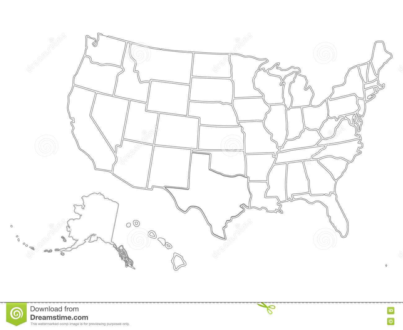 Blank Similar Usa Map On White Background. United States Of In Blank Template Of The United States