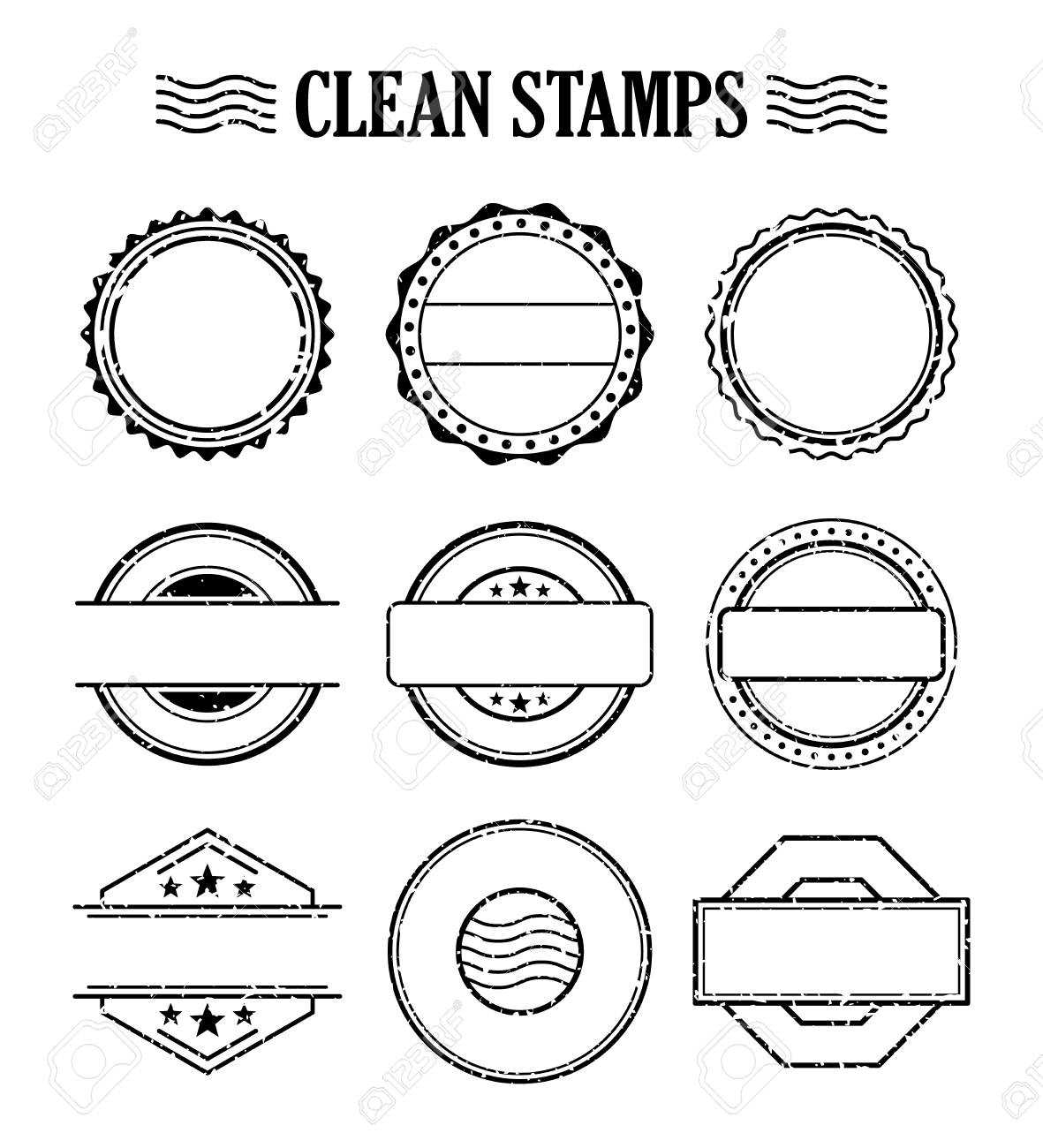 Blank Stamp Set, Ink Rubber Seal Texture Effect. Postage And.. In Blank Seal Template