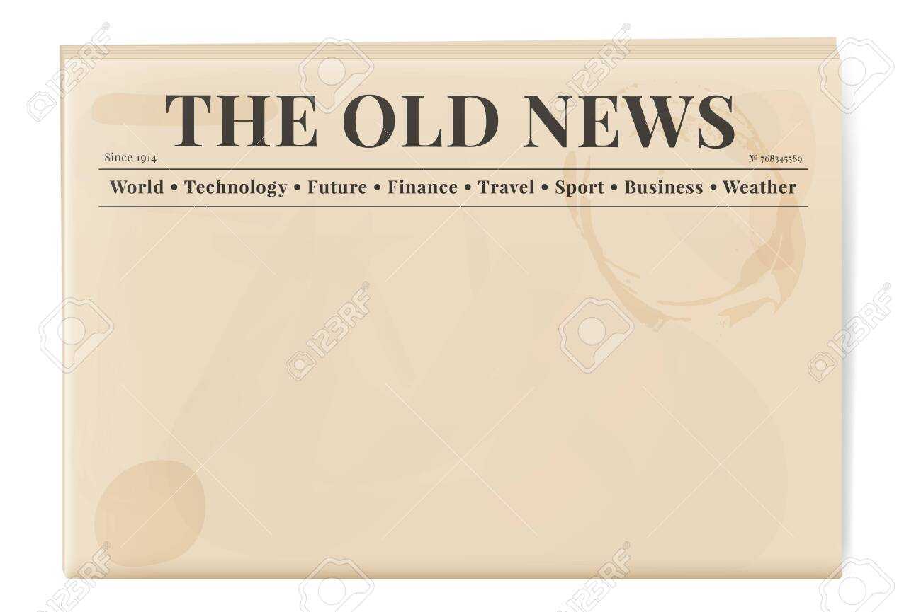 Blank Template Of A Retro Newspaper. Folded Cover Page Of A News.. With Regard To Blank Old Newspaper Template