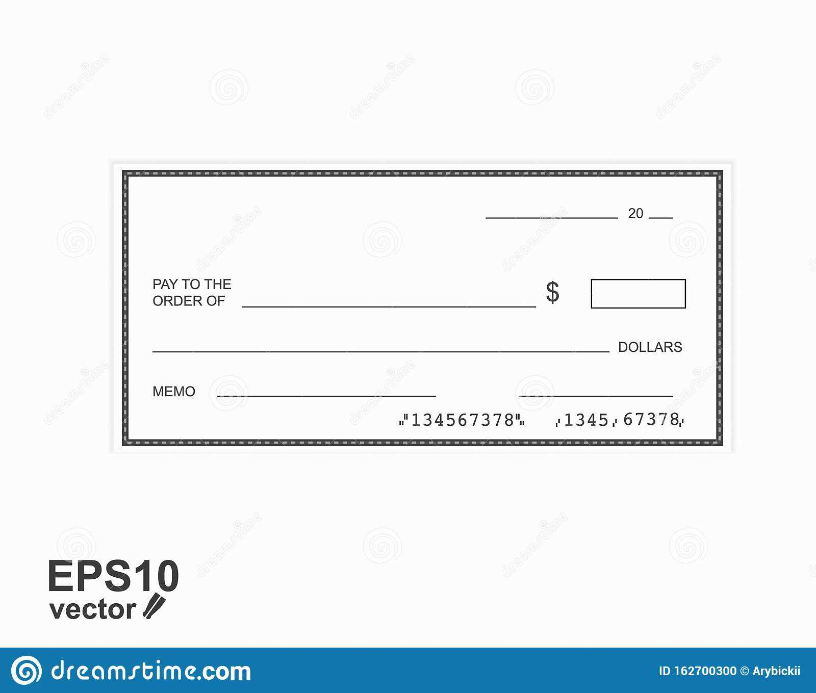 Blank Template Of The Bank Check Stock Vector – Illustration In Large Blank Cheque Template