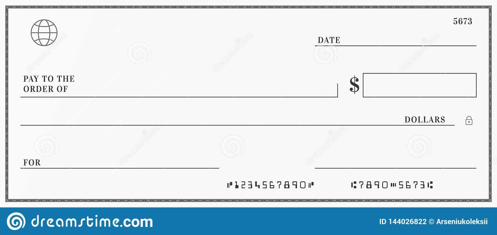 Blank Template Of The Bank Check. Stock Vector Regarding Large Blank Cheque Template