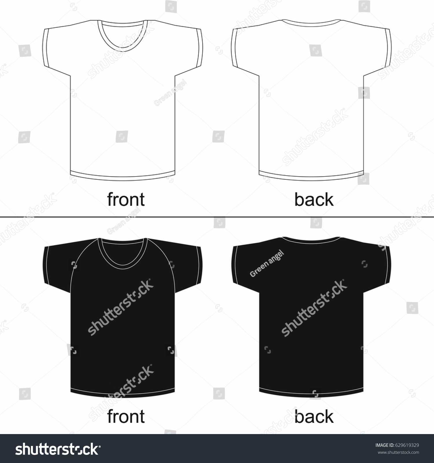 Blank Tshirt Template Front Back Printable Stock Vector For Printable Blank Tshirt Template
